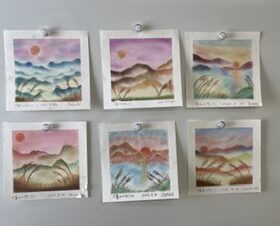 パステルアート夕暮れの向こうに